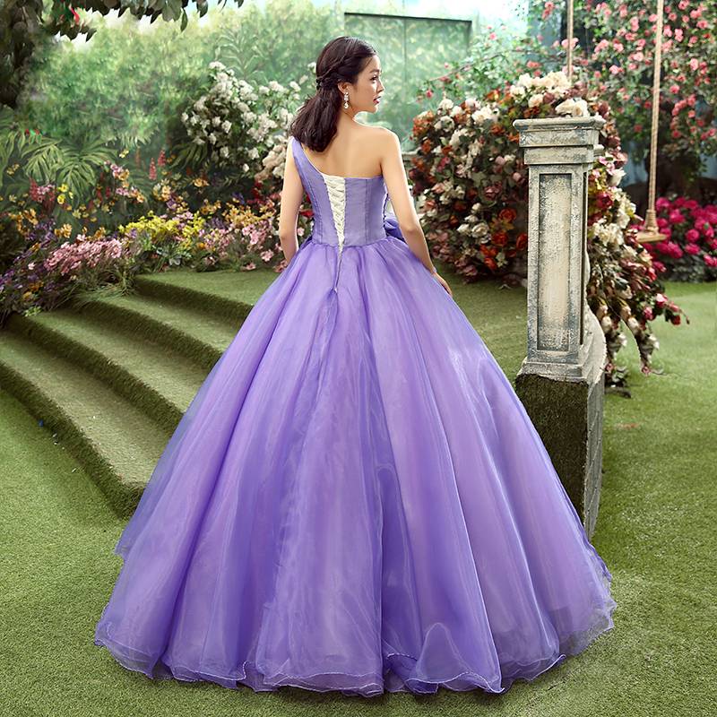 Ericdress Flowers One Shoulder Pleated Beading Ball Quinceanera Dress