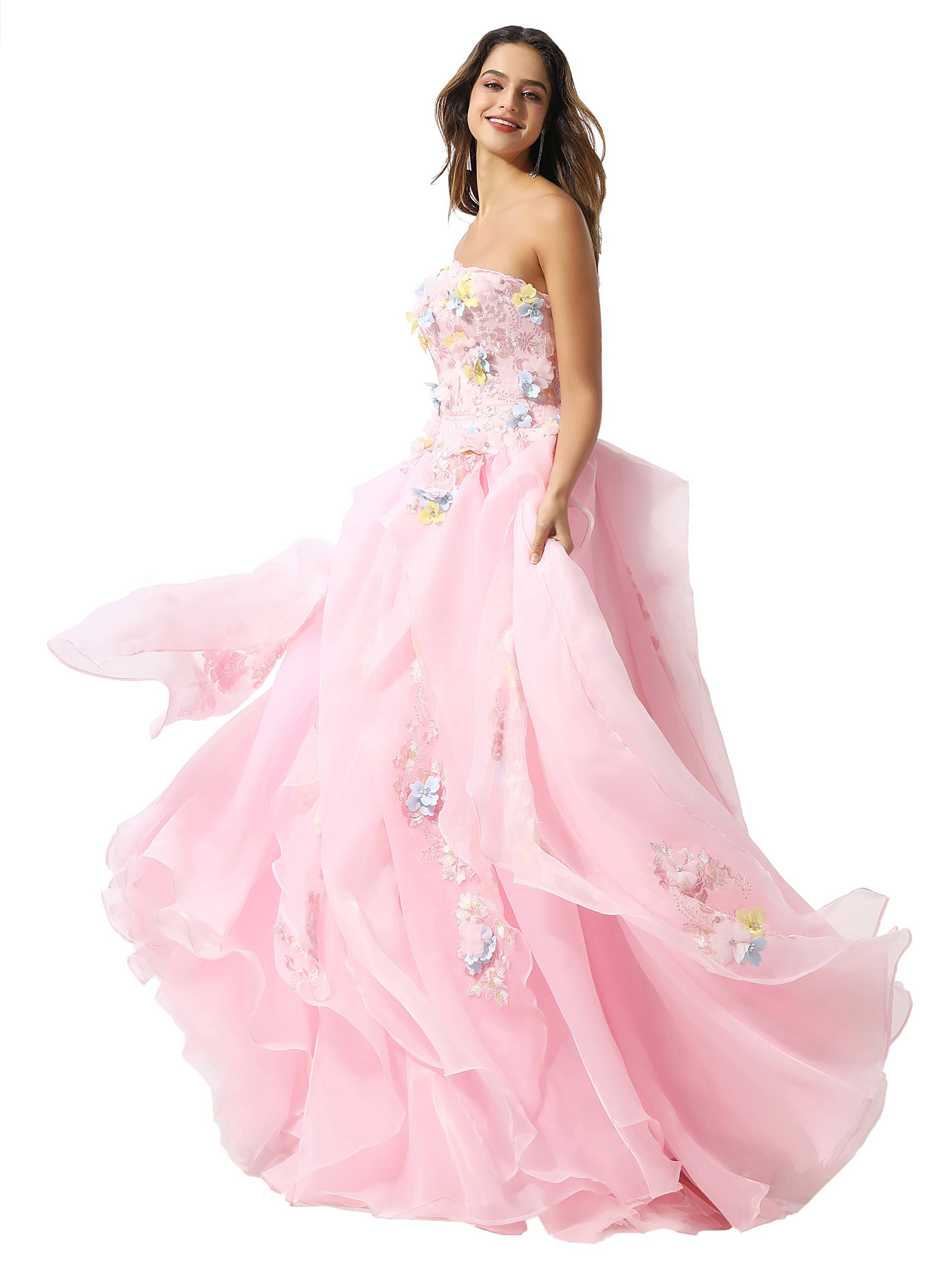 Ericdress Appliques Ball Gown Strapless Floor Length Quinceanera Dress