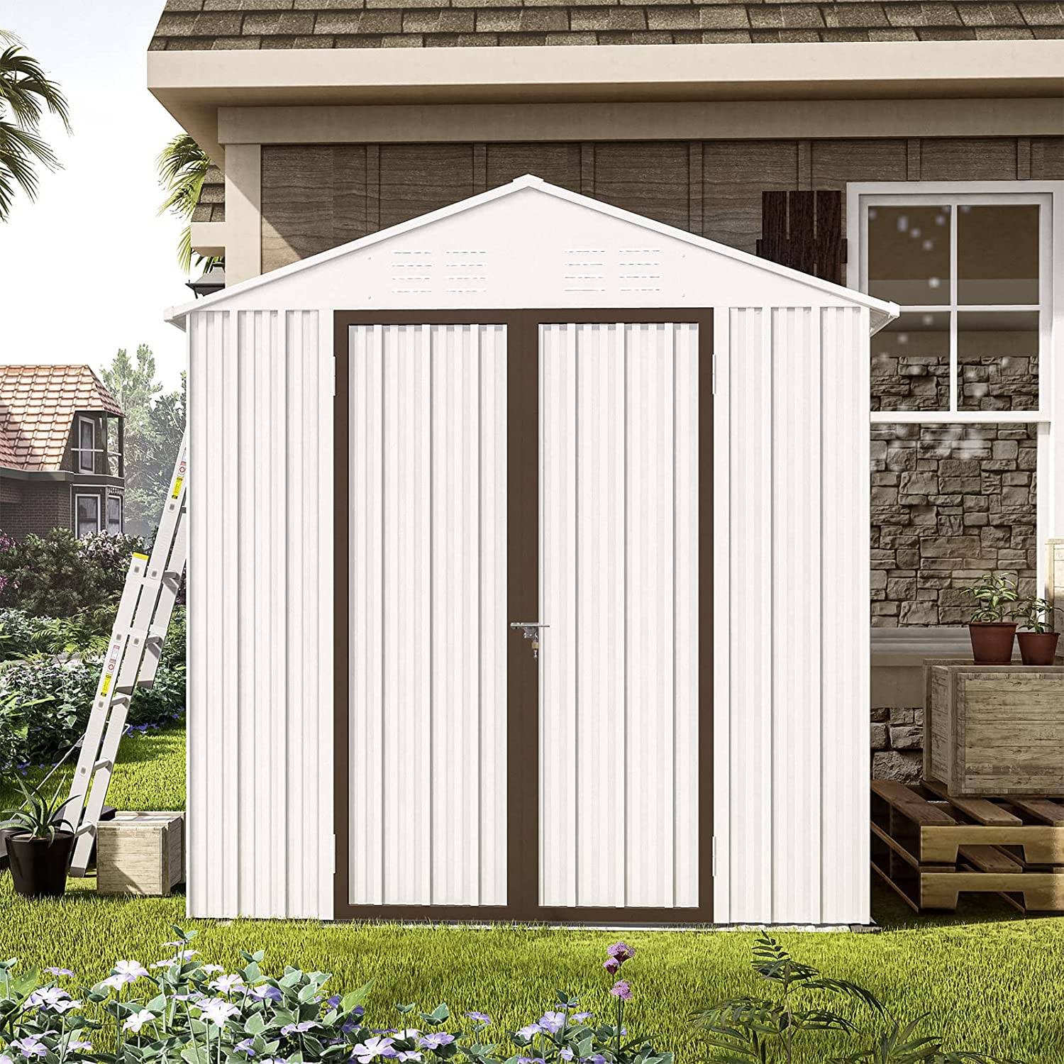 WIILAYOK 5 X 3 FT Storage Shed Outdoor Metal Garden Shed With Lockabl