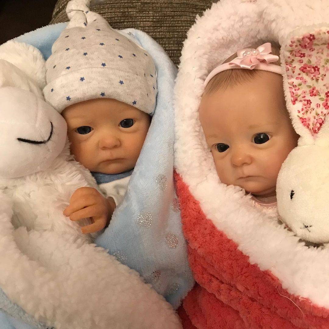 Inches Realistic Ella And Una Open Eyes Reborn Twins Tink Series