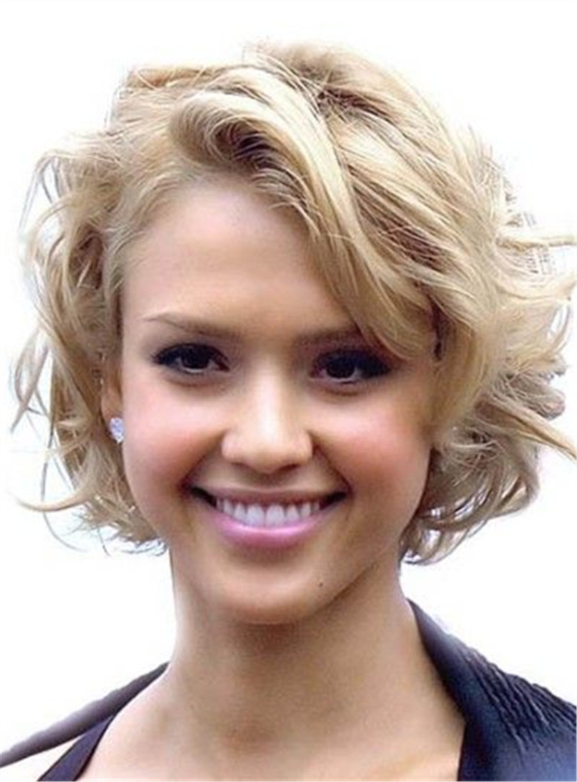 Short Feathered Pixie Haircut With Wispy Bangs Synthetic Hair Curly Lace Front Cap 120% Wigs 10 Inches