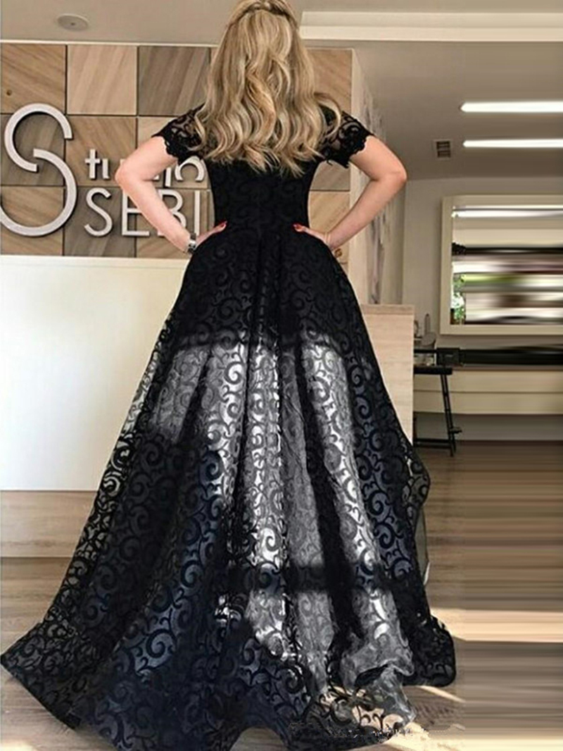 Off-the-Shoulder Short Sleeves Lace Halloween Evening Dress