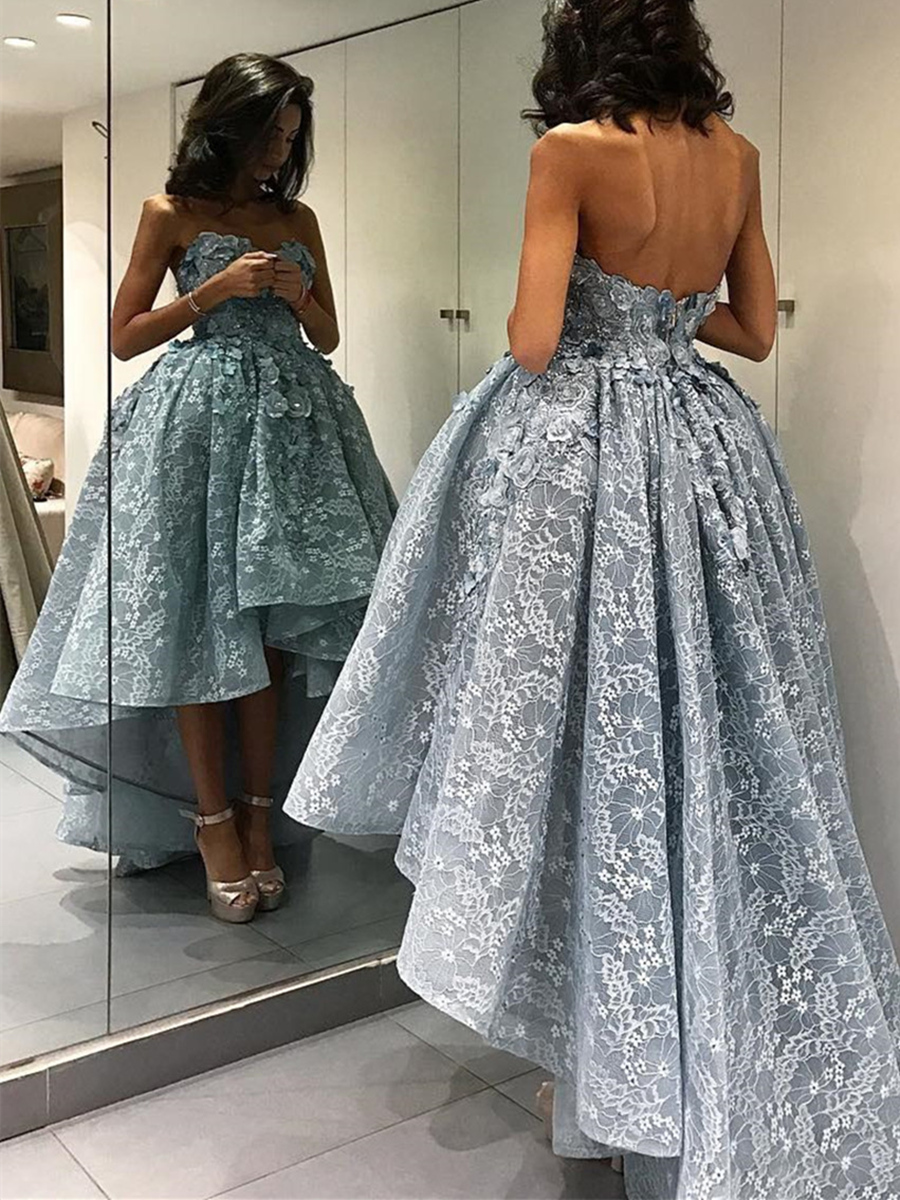 Sweetheart A-Line Appliques Lace Asymmetry Evening Dress
