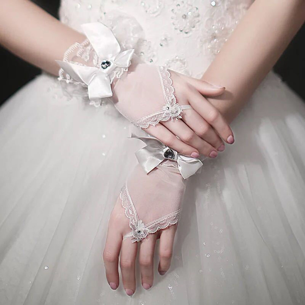 Diamonds Wrist Finger Wedding Gloves