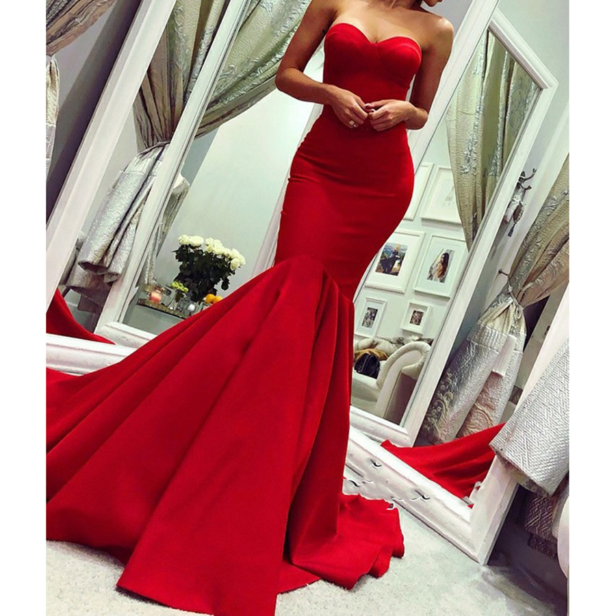 Sweetheart Mermaid Red Evening Dress