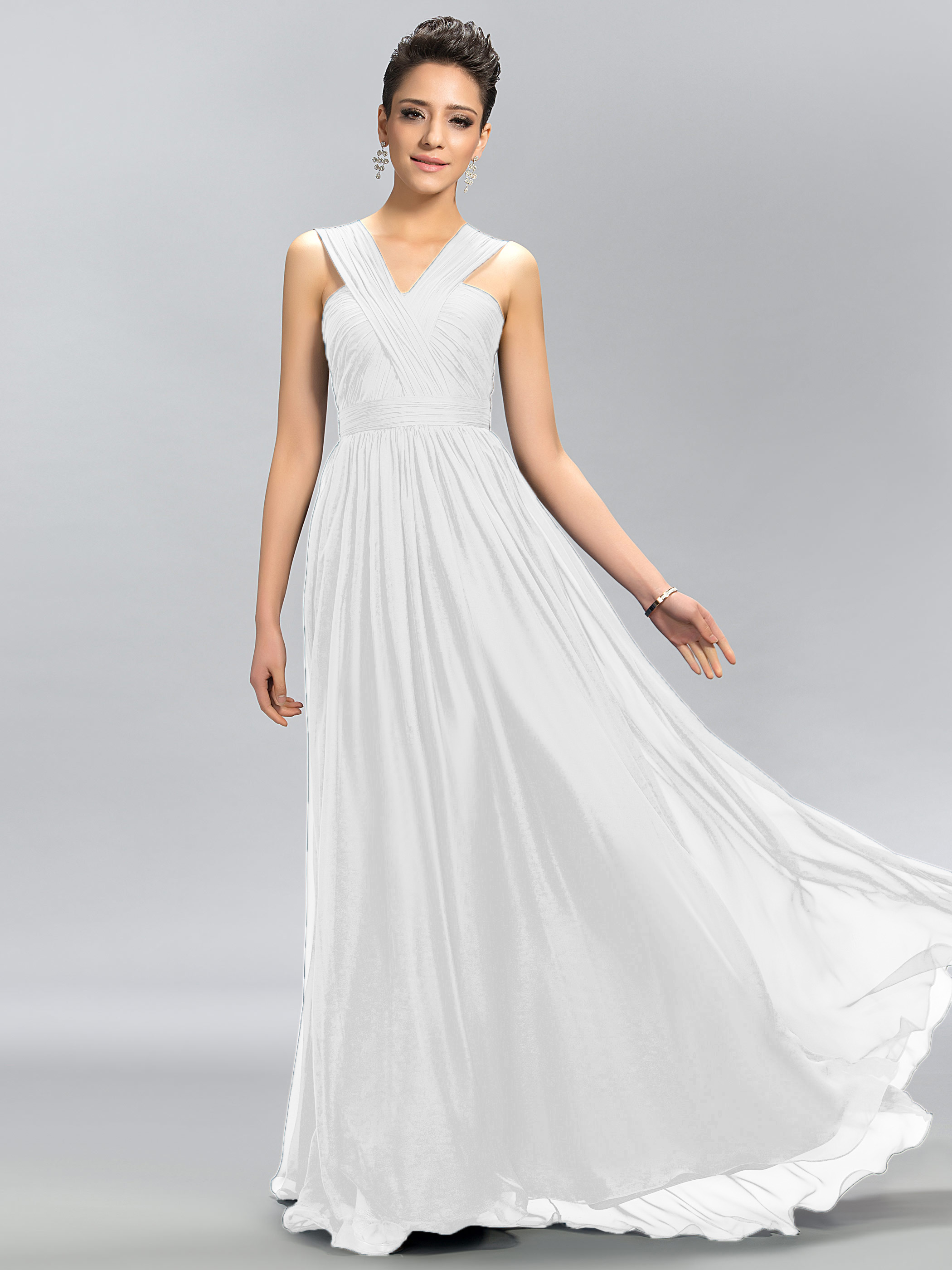 Straps A-Line Ruched Bridesmaid Dress