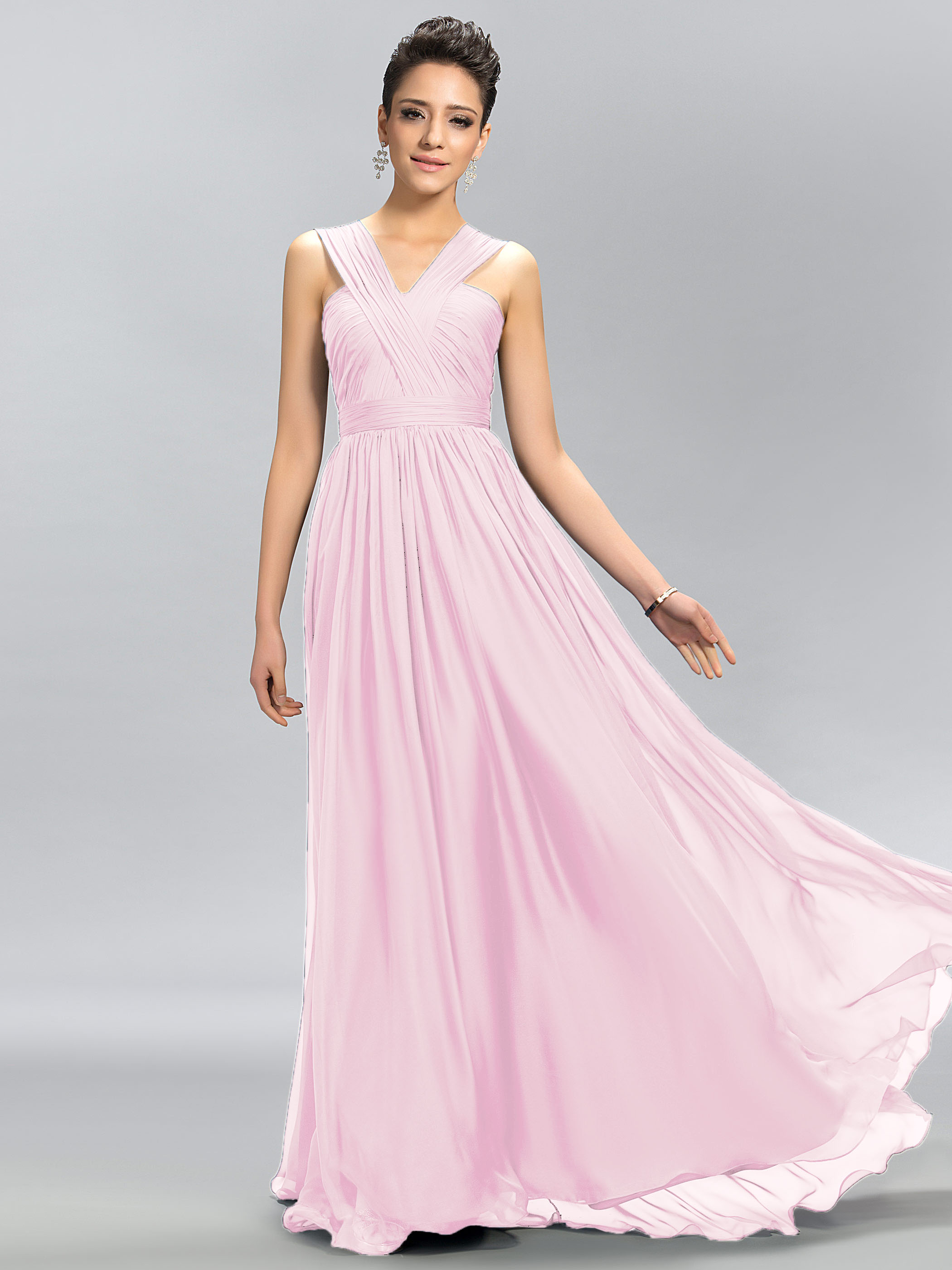 Straps A-Line Ruched Bridesmaid Dress