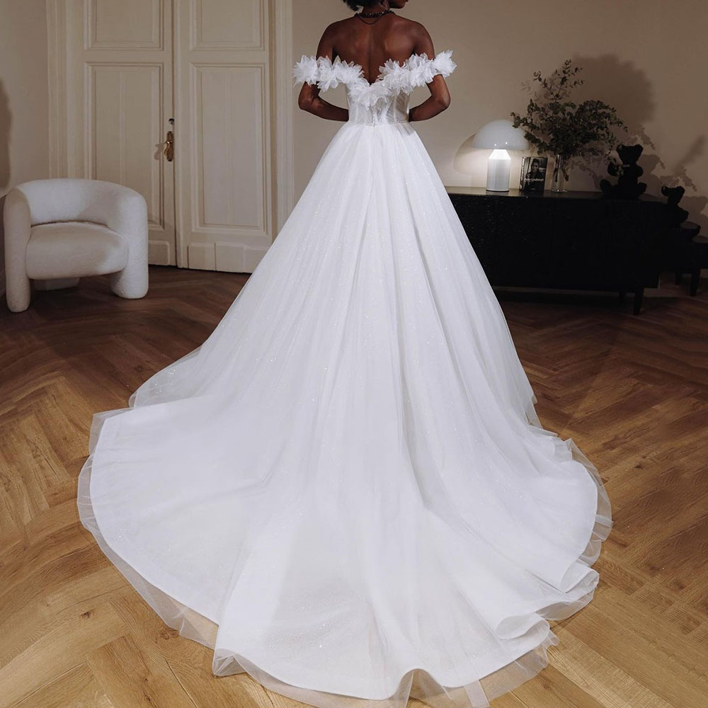 Appliques Off-The-Shoulder Floor-Length Trumpet/Mermaid Church Wedding Dress 2022