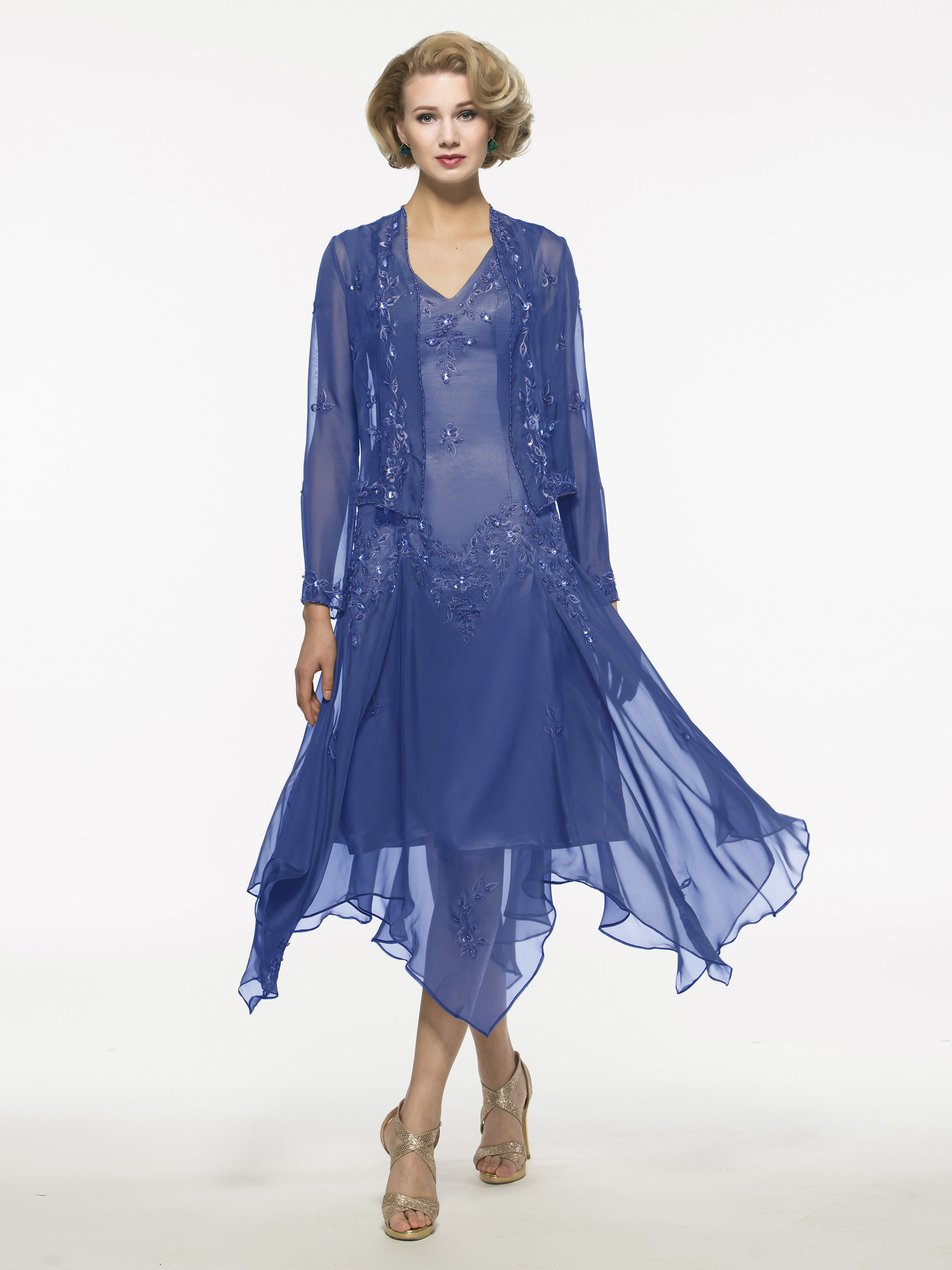 Embroidery Asymmetry Mother of the Bride Dress with Jacket