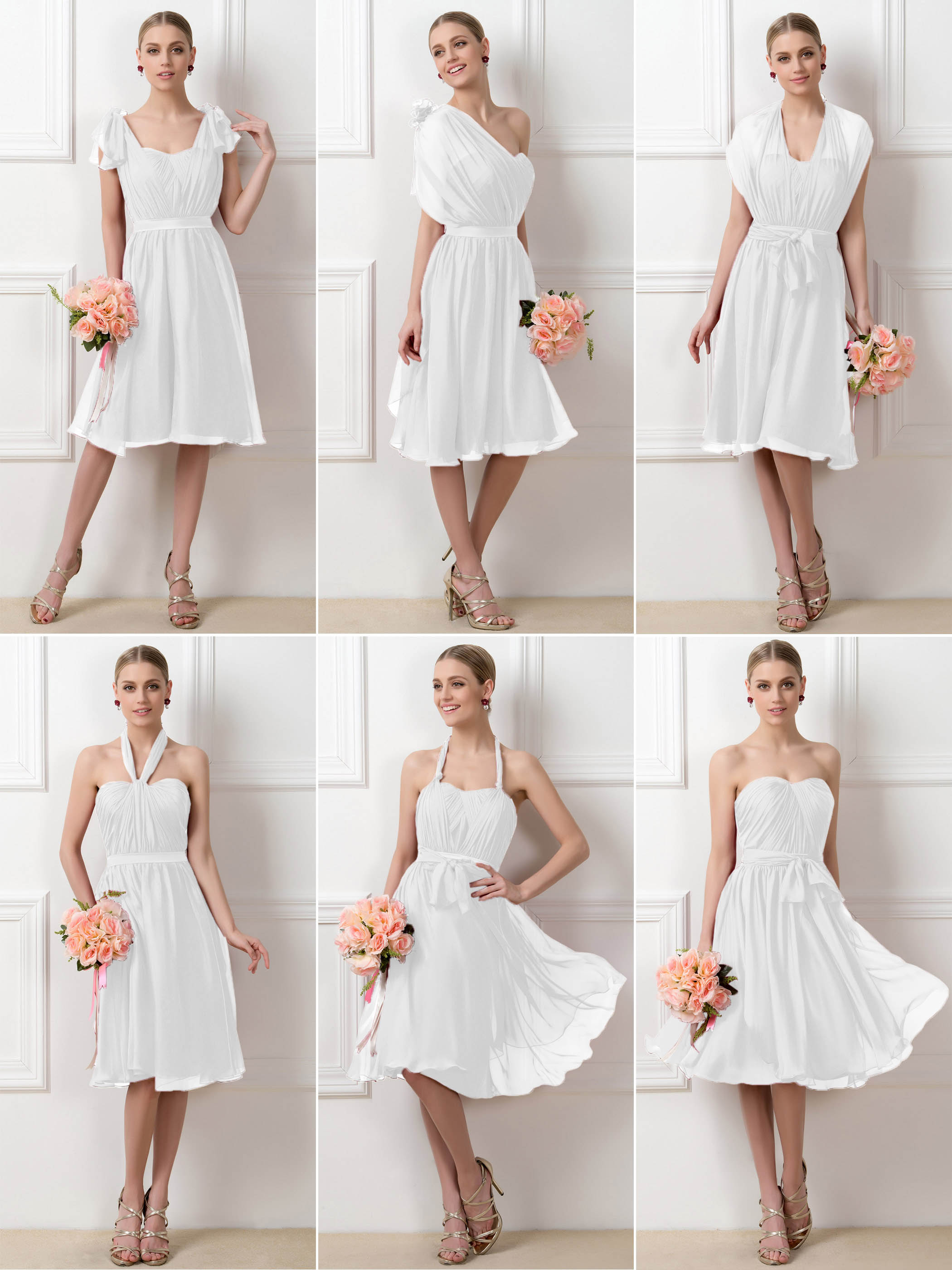 Ruched Convertible Knee-Length Bridesmaid Dress
