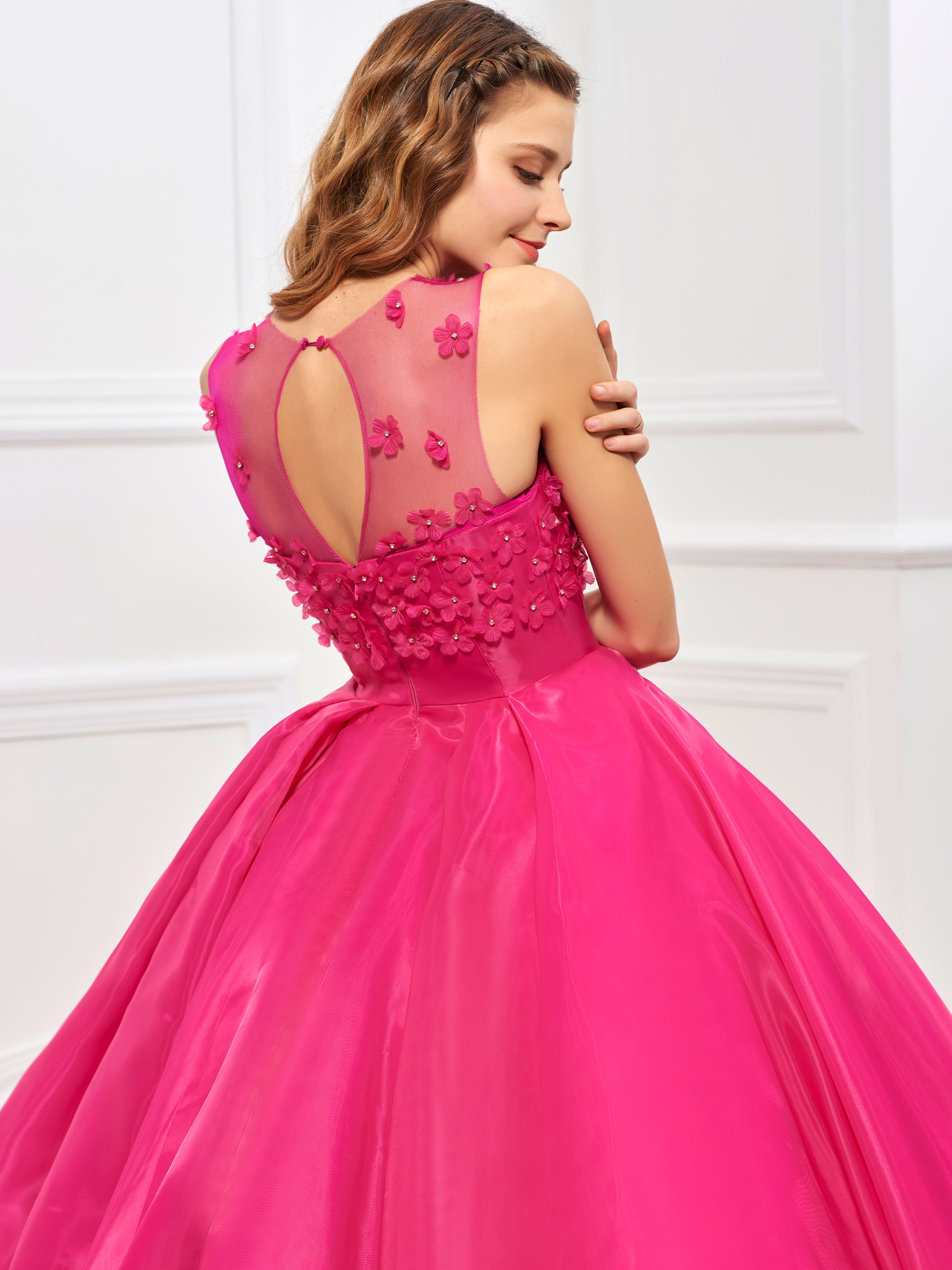 Flowers Beaded Ball Gown Quinceanera Dress