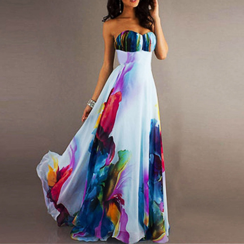 Strapless Floor-Length Sleeveless A-Line Formal Prom Dress 2022