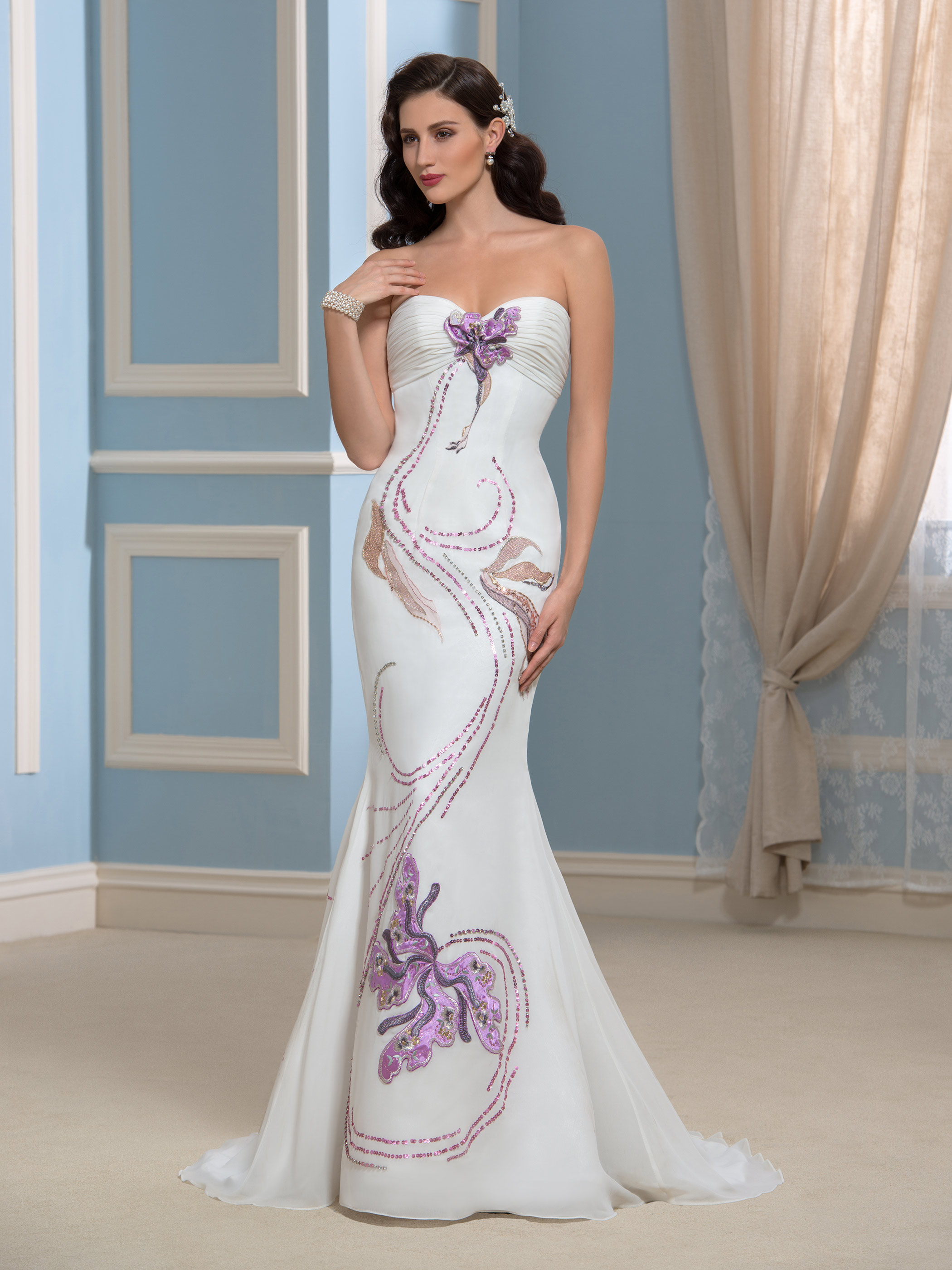 Sequins Embroidery Appliques Mermaid Wedding Dress