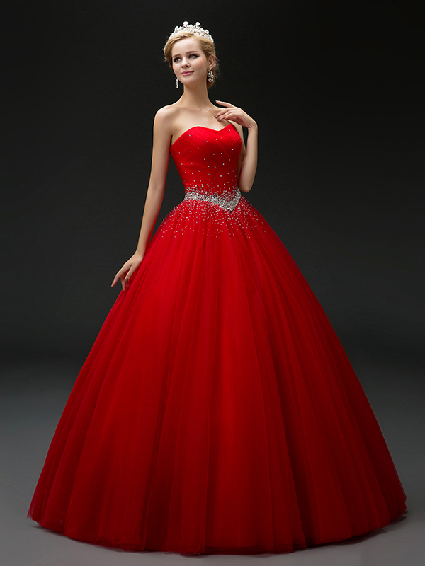 Sequins Beading Lace-Up Quinceanera Dress