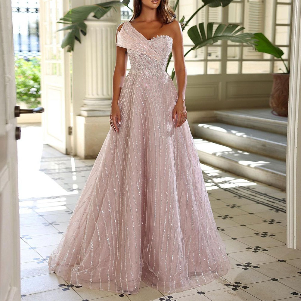 A-Line Sequins Floor-Length Sleeveless Celebrity Dress 2022