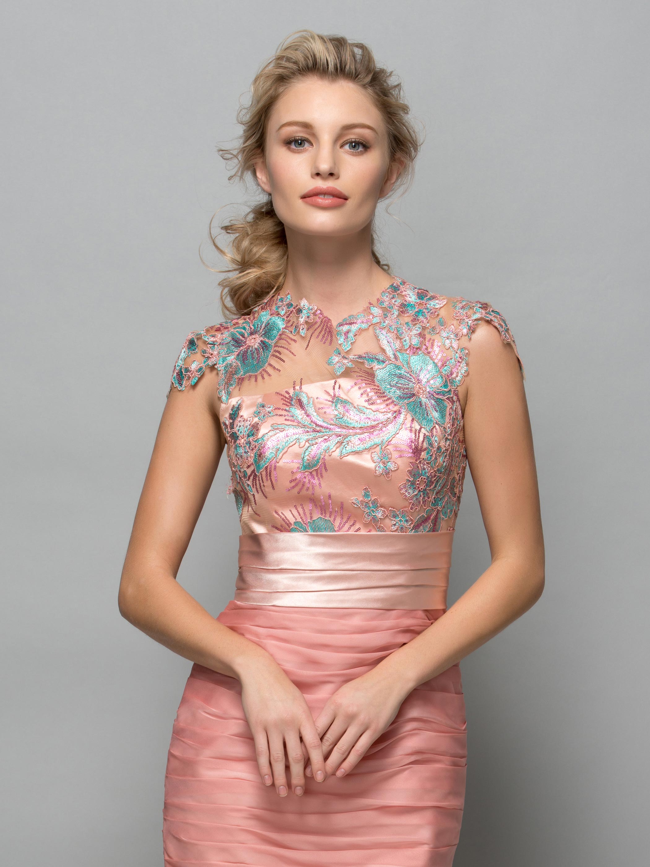 Jewel Neck Appliques Pleats Short Cocktail Dress Rose Quartz Dress