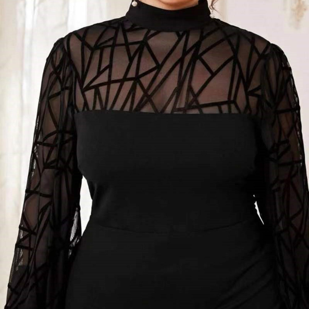 High Neck Split-Front Long Sleeves Sheath/Column Celebrity Dress 2022