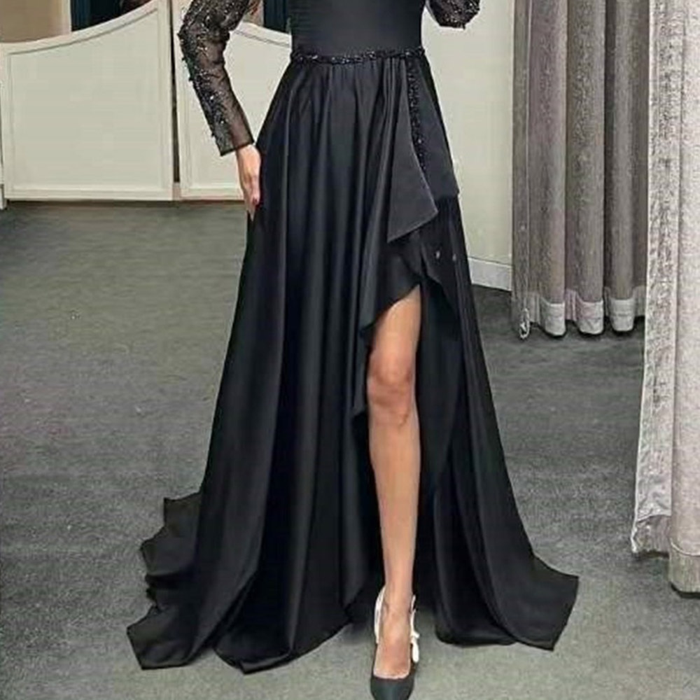 Floor-Length Sequins A-Line Long Sleeves Formal Evening Dress 2022