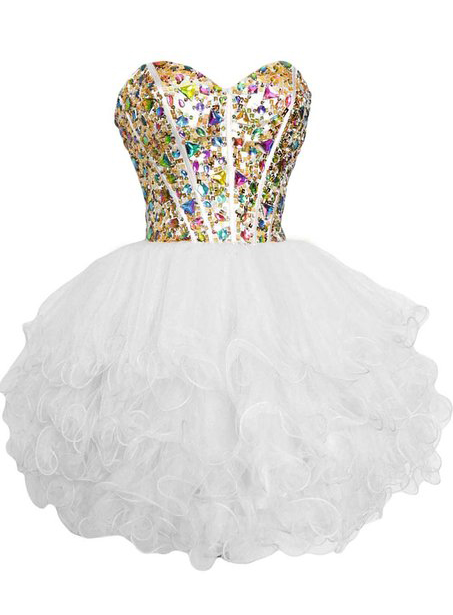 Sweetheart Ball Gown Rhinestone Beadings Mini Homecoming Dress