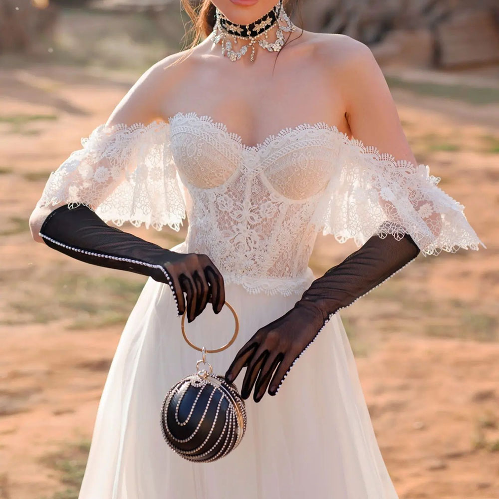 Trumpet/Mermaid Off-The-Shoulder Floor-Length Half Sleeves Church Wedding Dress 2022