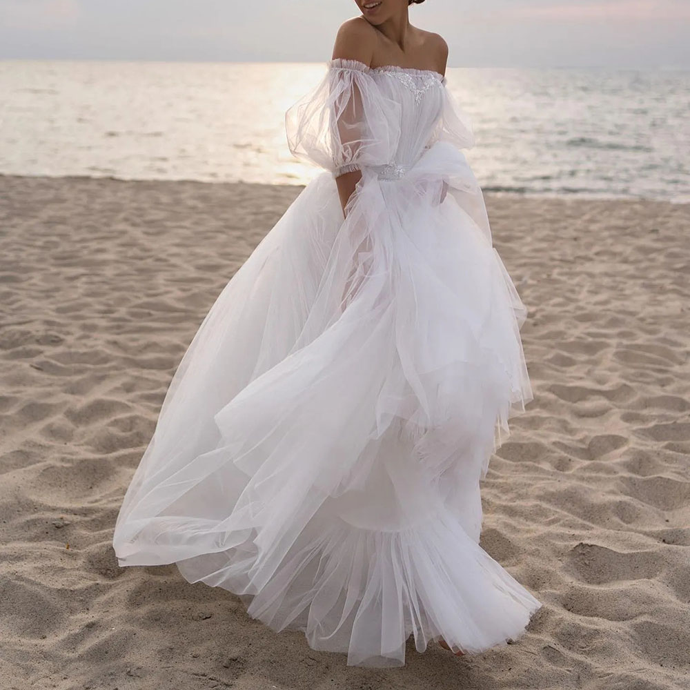 Draped Ball Gown Off-The-Shoulder Strapless Church Wedding Dress 2022