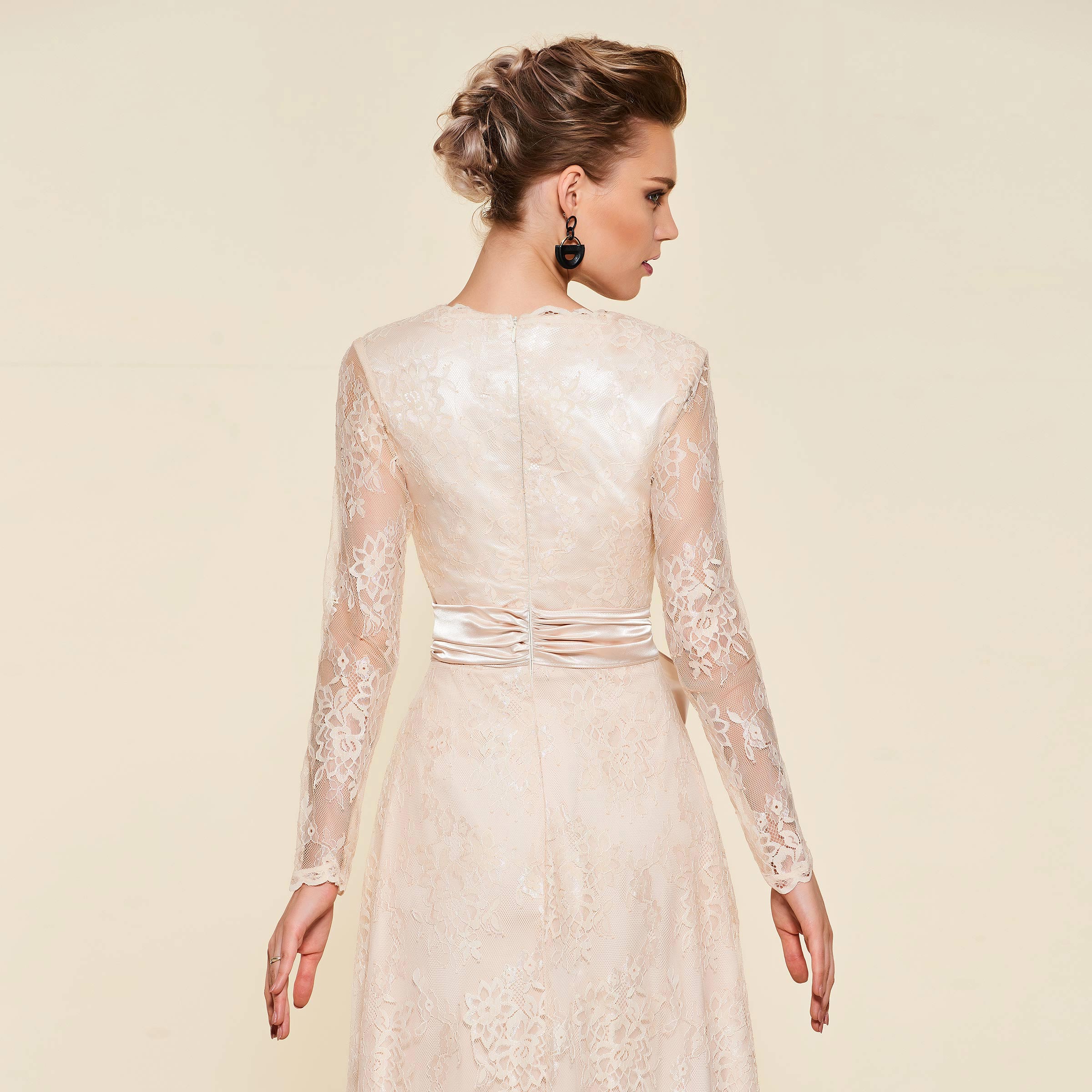 Sashes Long Sleeve Lace Mother of the Bride Dress 2023