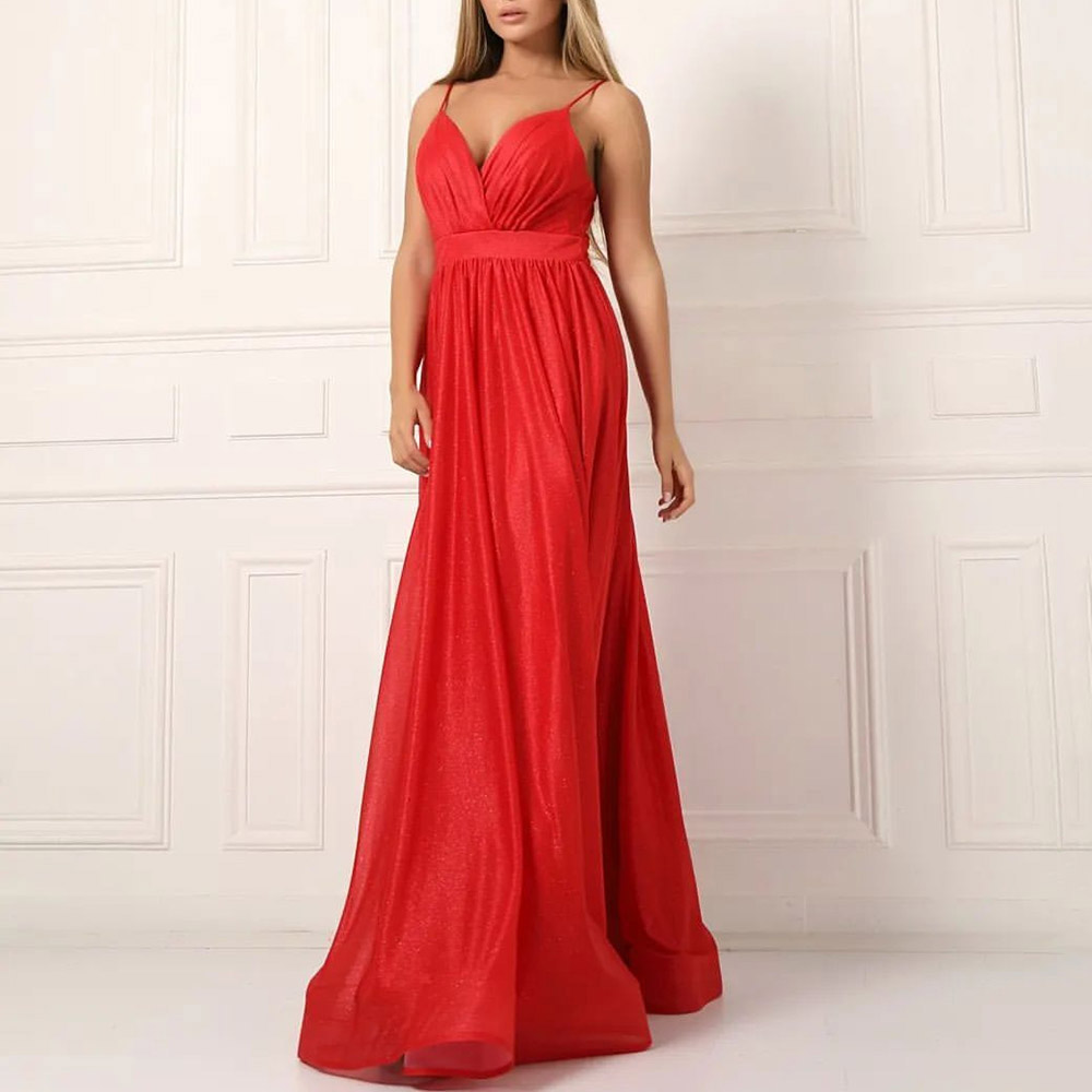A-Line Floor-Length V-Neck Formal Dress 2022