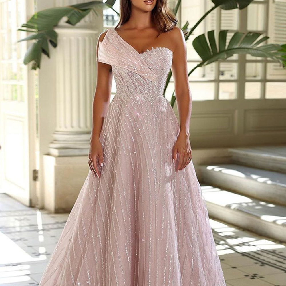 A-Line Sequins Floor-Length Sleeveless Celebrity Dress 2022