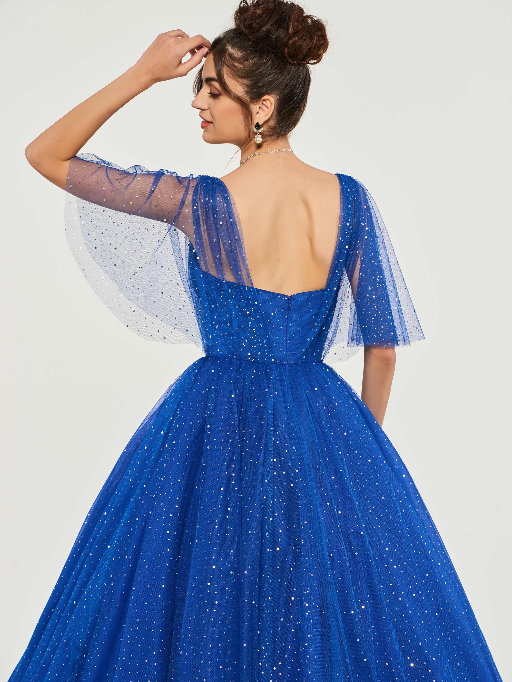 Sweetheart Sleeves Royal Blue Quinceanera Dress