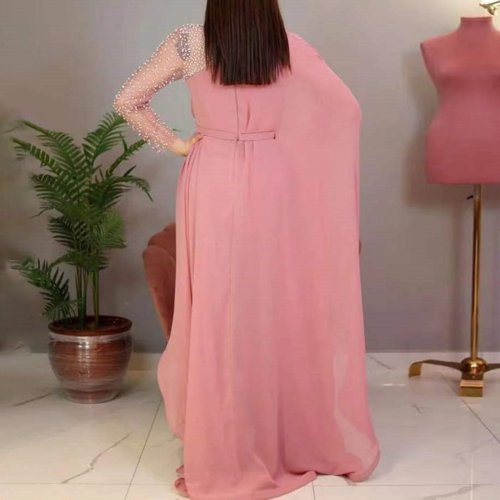 Elegant Long Sleeves Floor-Length Column Beading Evening Dress 2022