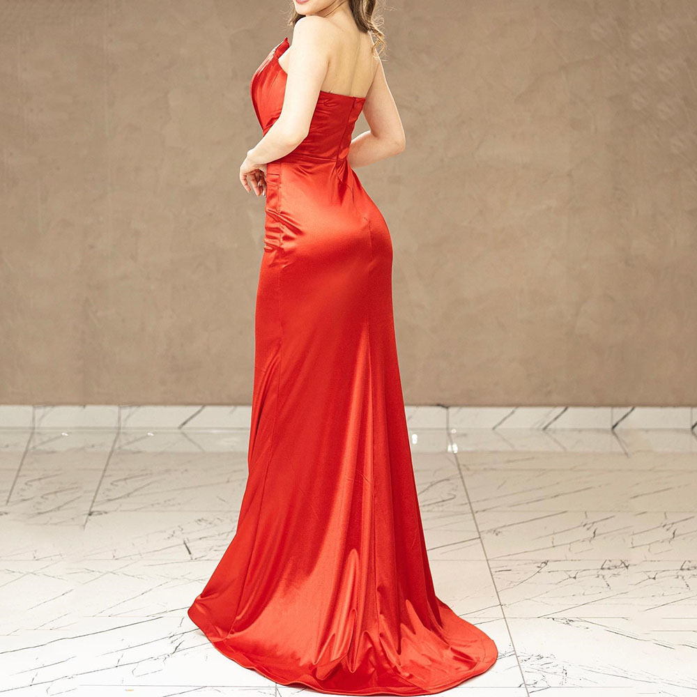 Split-Front A-Line Strapless Sleeveless Celebrity Dress 2022