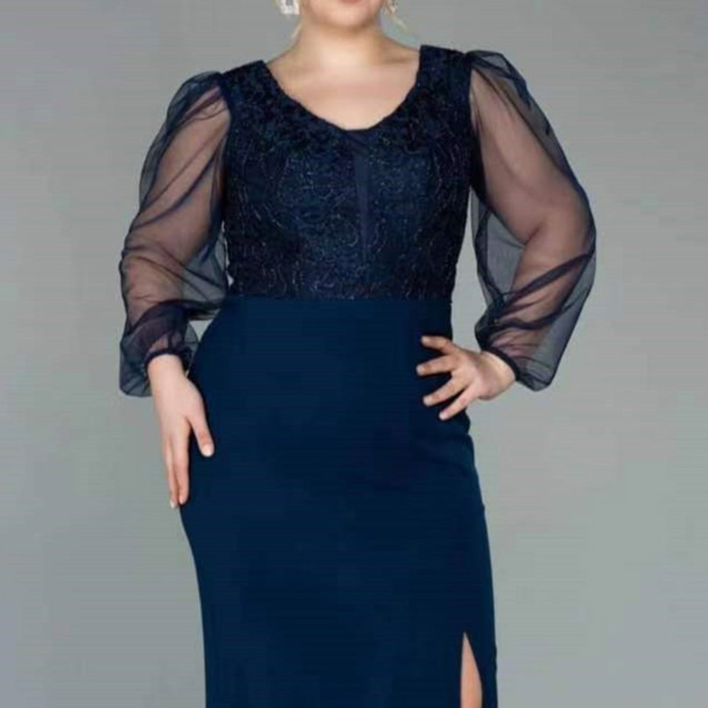 Scoop Column Long Sleeves Tea-Length Celebrity Dress 2022