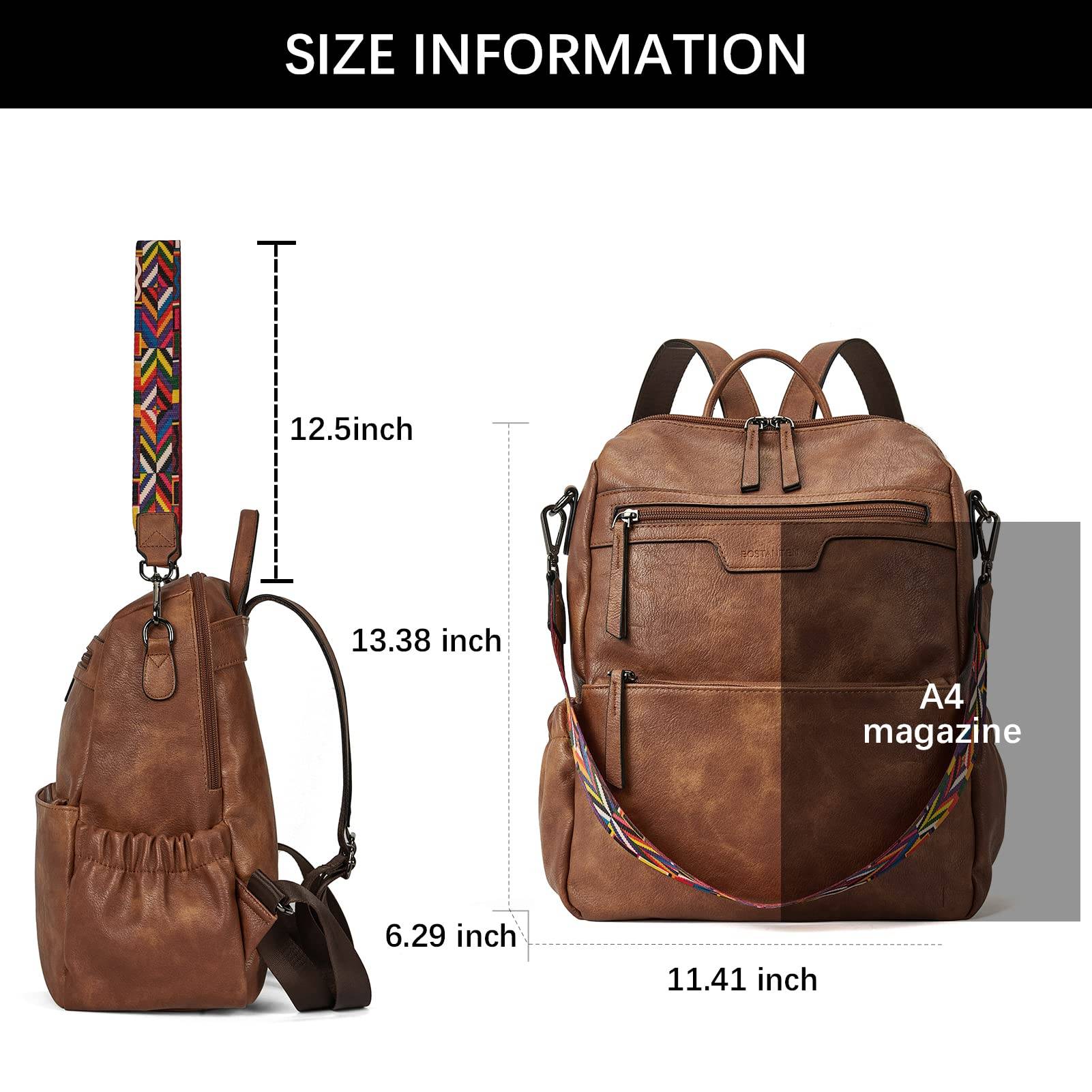 Womens Backpack Purse Leather Travel Backpack Fashion Designer Ladies Shoulder Bags with Wristlet