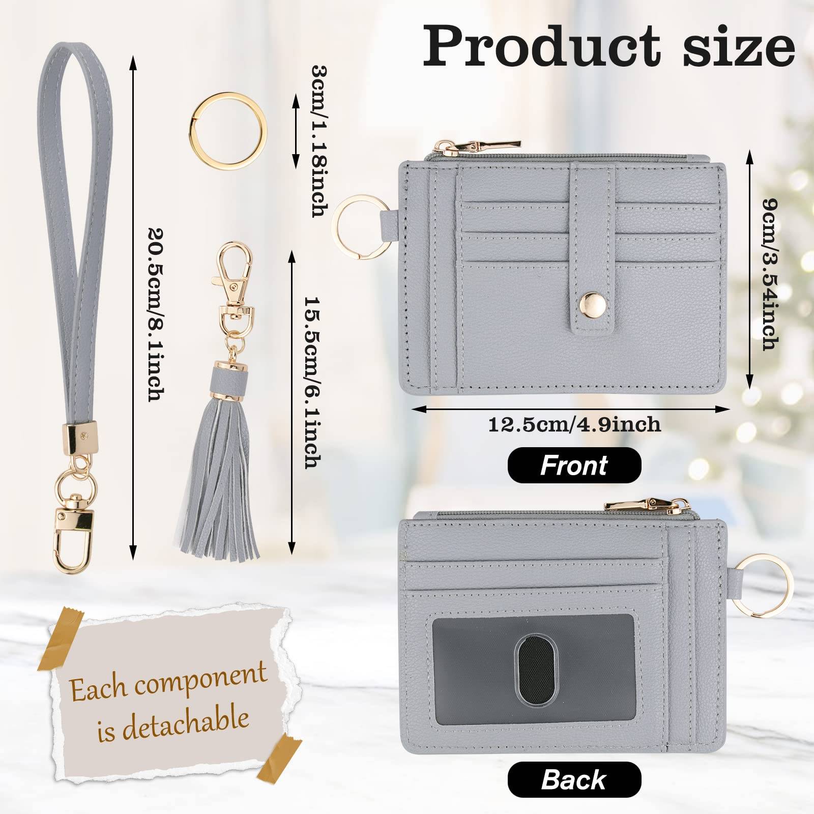 Small Wallet for Women Wristlet Keychain with Wallet,key chain wallet women Wristlet Wallets for Women（Beige）