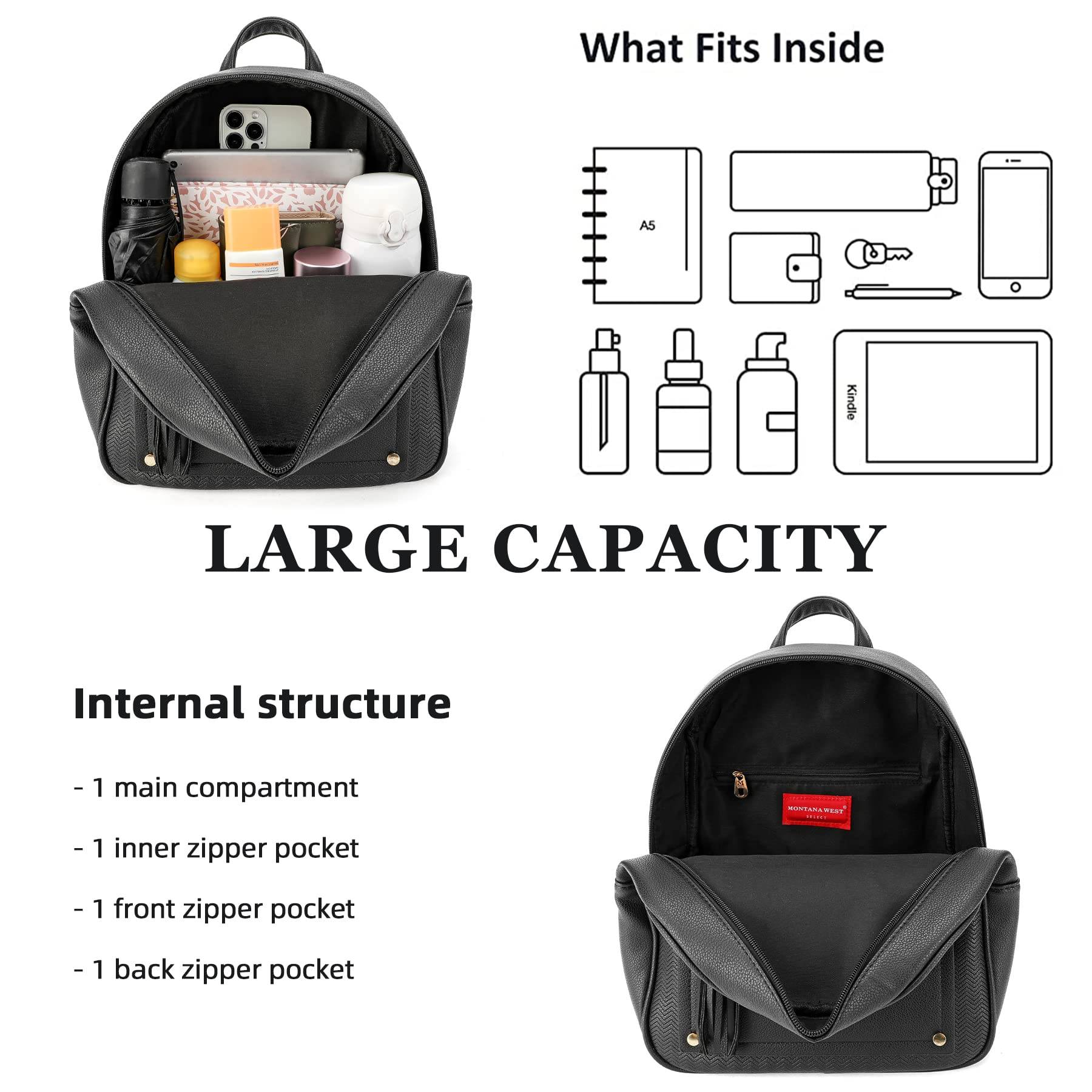 Small Backpack Purse for Women Anti Theft Backpack with Secured Zipper &amp; Tassel