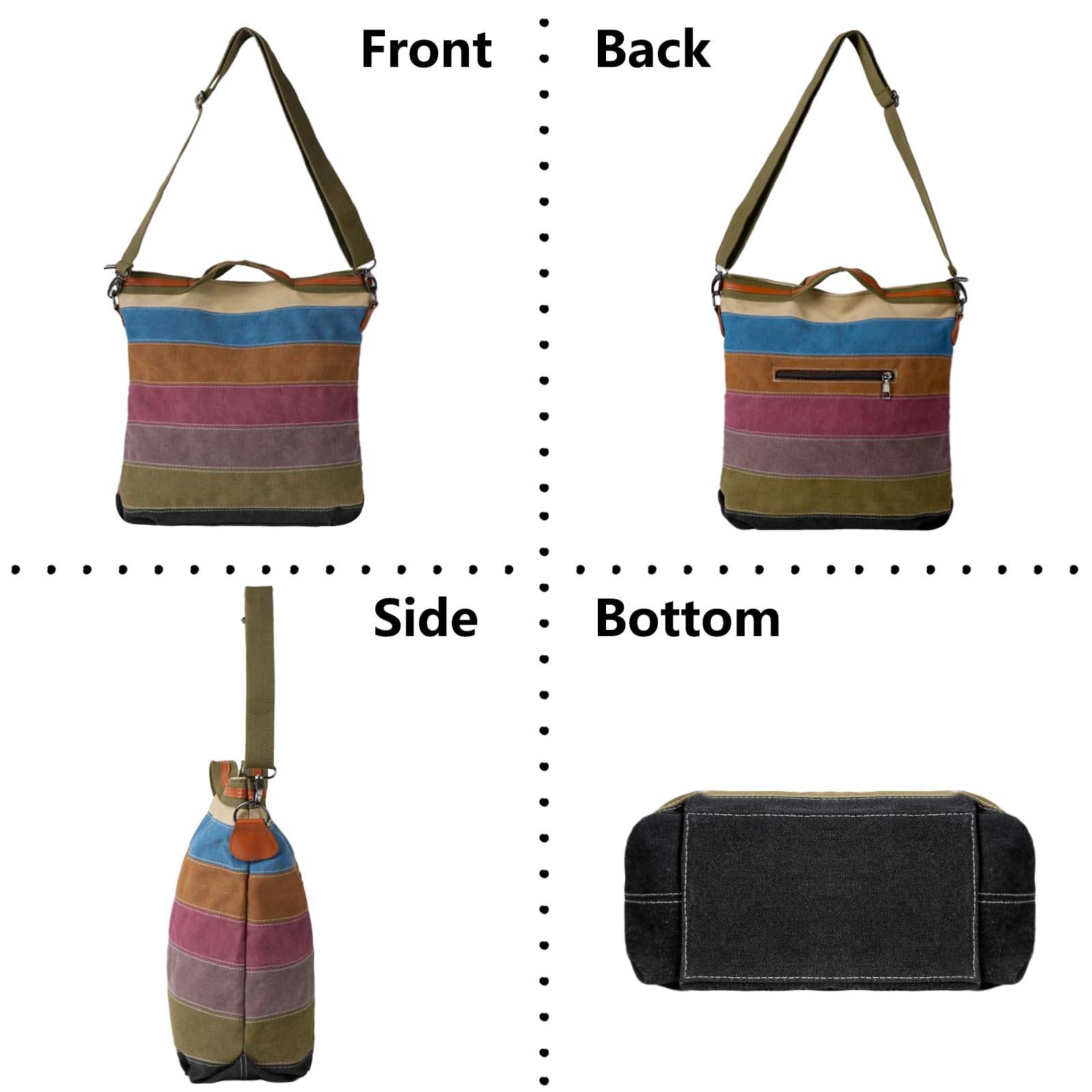 Womens Shoulder Bags Canvas Hobo Handbags Multi-Color Casual Messenger Bag Top Handle Tote Crossbody Bags