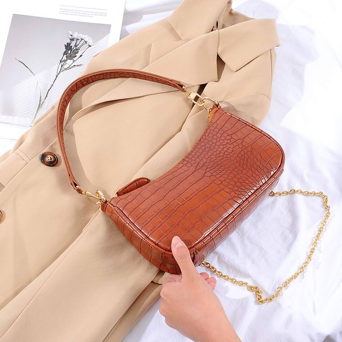 Shoulder Bag Retro Classic Purse Clutch Shoulder Tote HandBag with Zipper Closure for Women