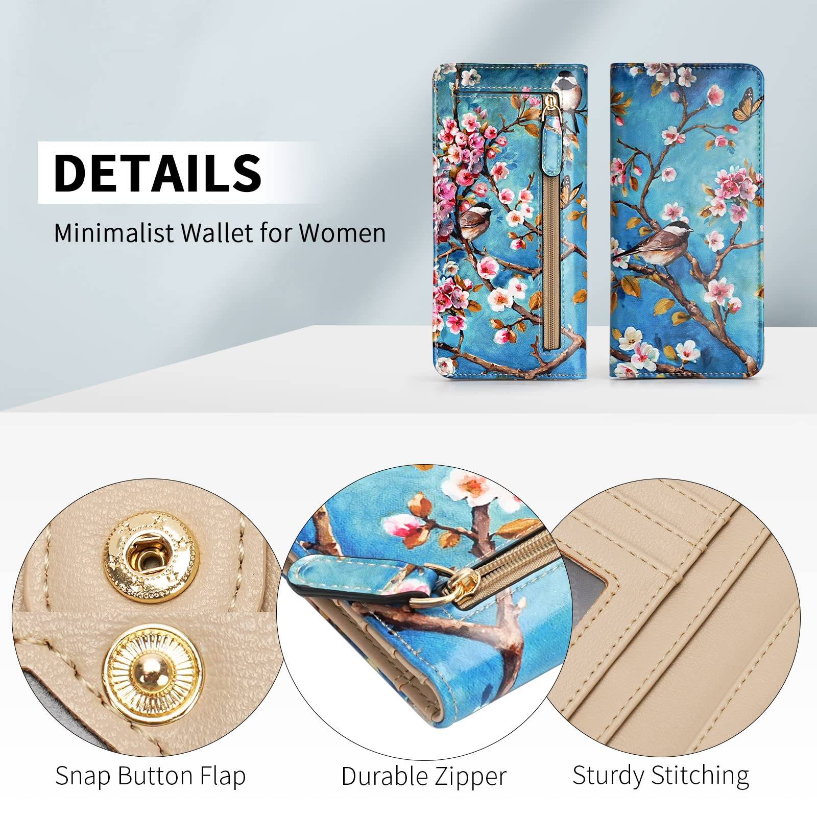 Wallet Women Ultra Slim Thin Leather Womens Wallet RFID Blocking Credit Card Holder Bifold Clutch Long Ladies Billfold