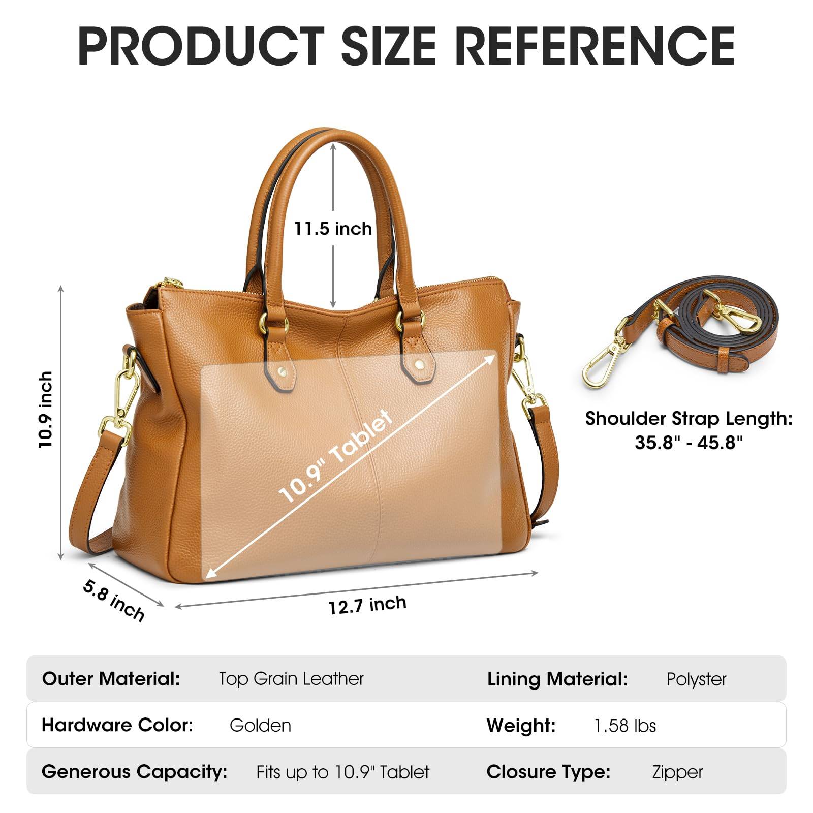 Soft Genuine Leather Tote Bags for Women, Shoulder Satchel Purses and Handbags