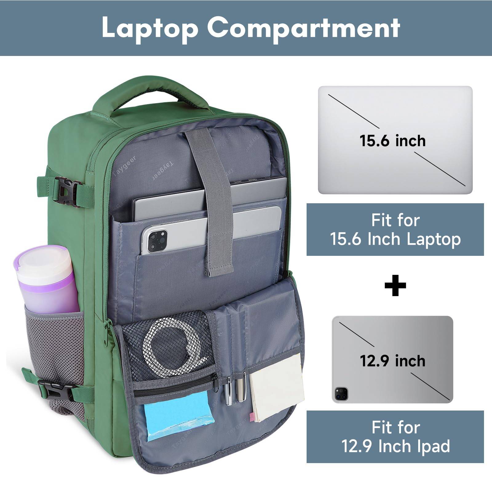 Backpack for Women, Carry On Backpack with USB Charging Port &amp; Shoe Pouch, TSA 15.6inch Laptop Backpack Flight Approved