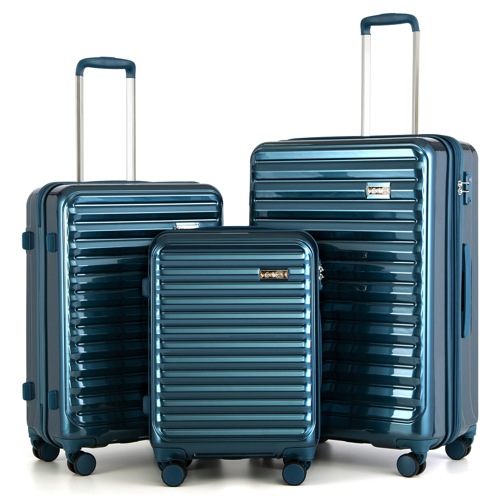 only 28 Coolife Luggage Expandable _carry on green new, S 20in Suitcase PC+ABS Spinner 20in 24in 28in Carry on 