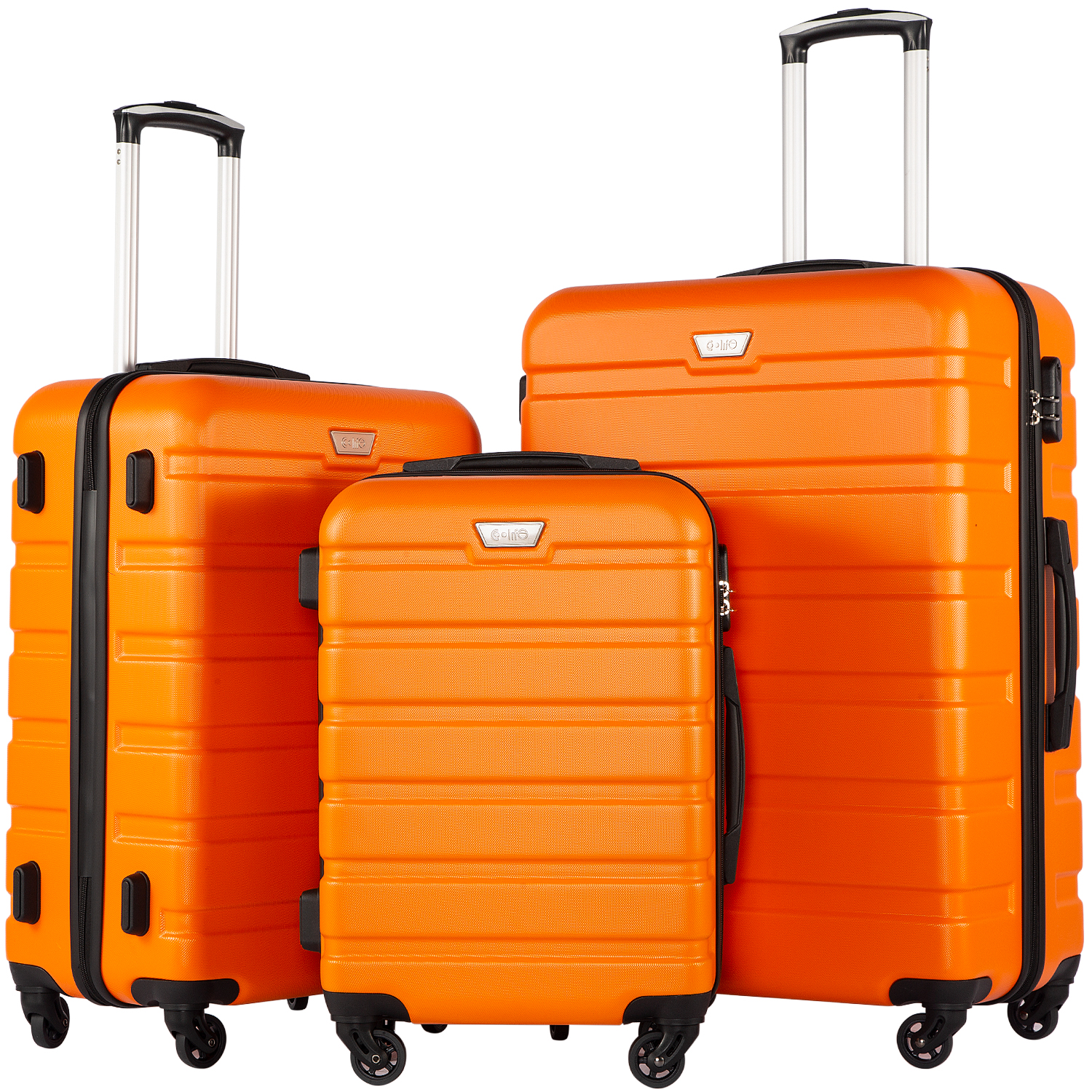 orange only 28” Coolife Luggage Suitcase 3 Piece Set expandable ABS+PC Spinner suitcase with TSA Lock carry on 20 in 24in 28in 