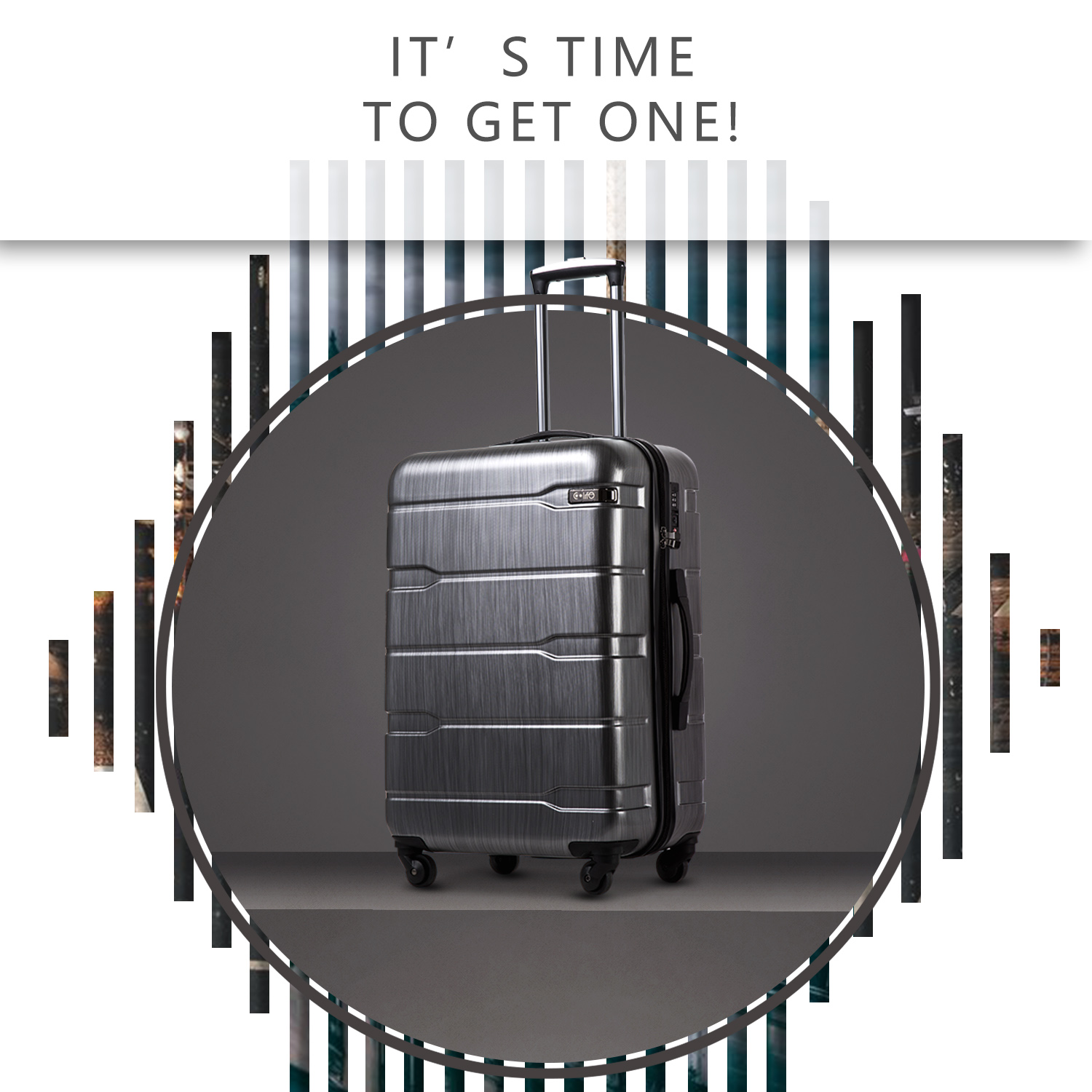 Coolife Luggage Expandable(only 28") Suitcase PC+ABS Spinner Built-In TSA lock 20in 24in 28in Carry on YD66S/M/L