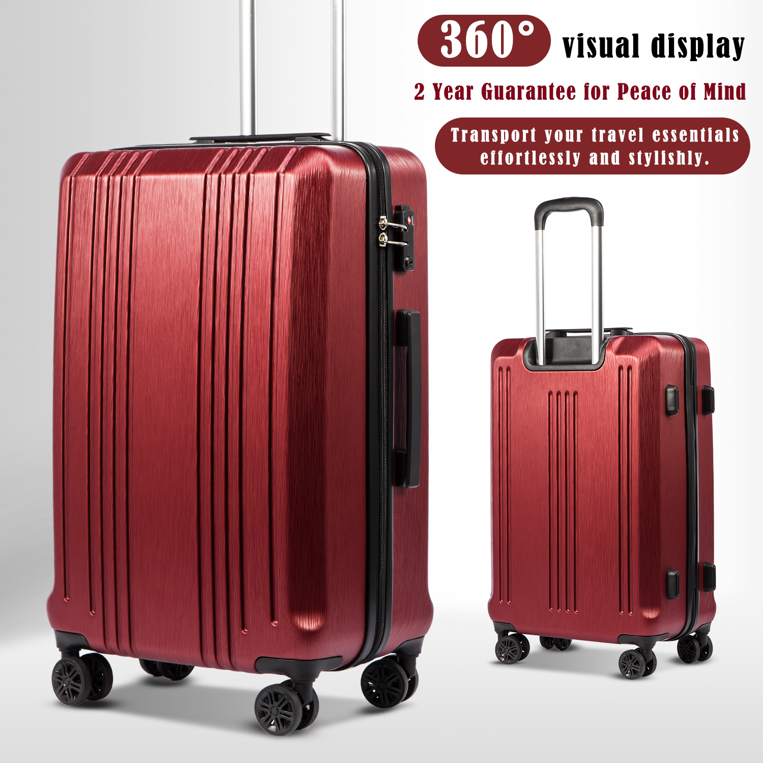 Coolife Luggage Expandable Suitcase PC+ABS 3 Piece Set with TSA Lock Spinner 20in24in28in YD60SET