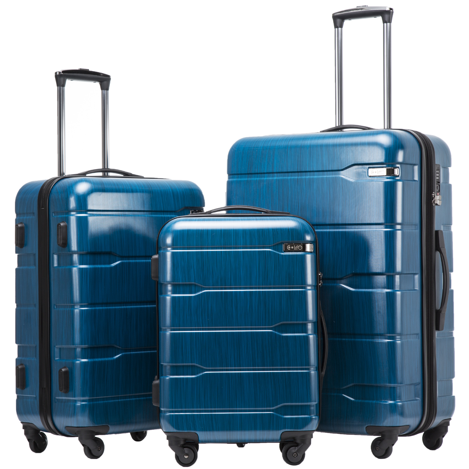 blue Coolife Luggage Expandable Suitcase 3 Piece Set with TSA Lock Spinner 20in24in28in 