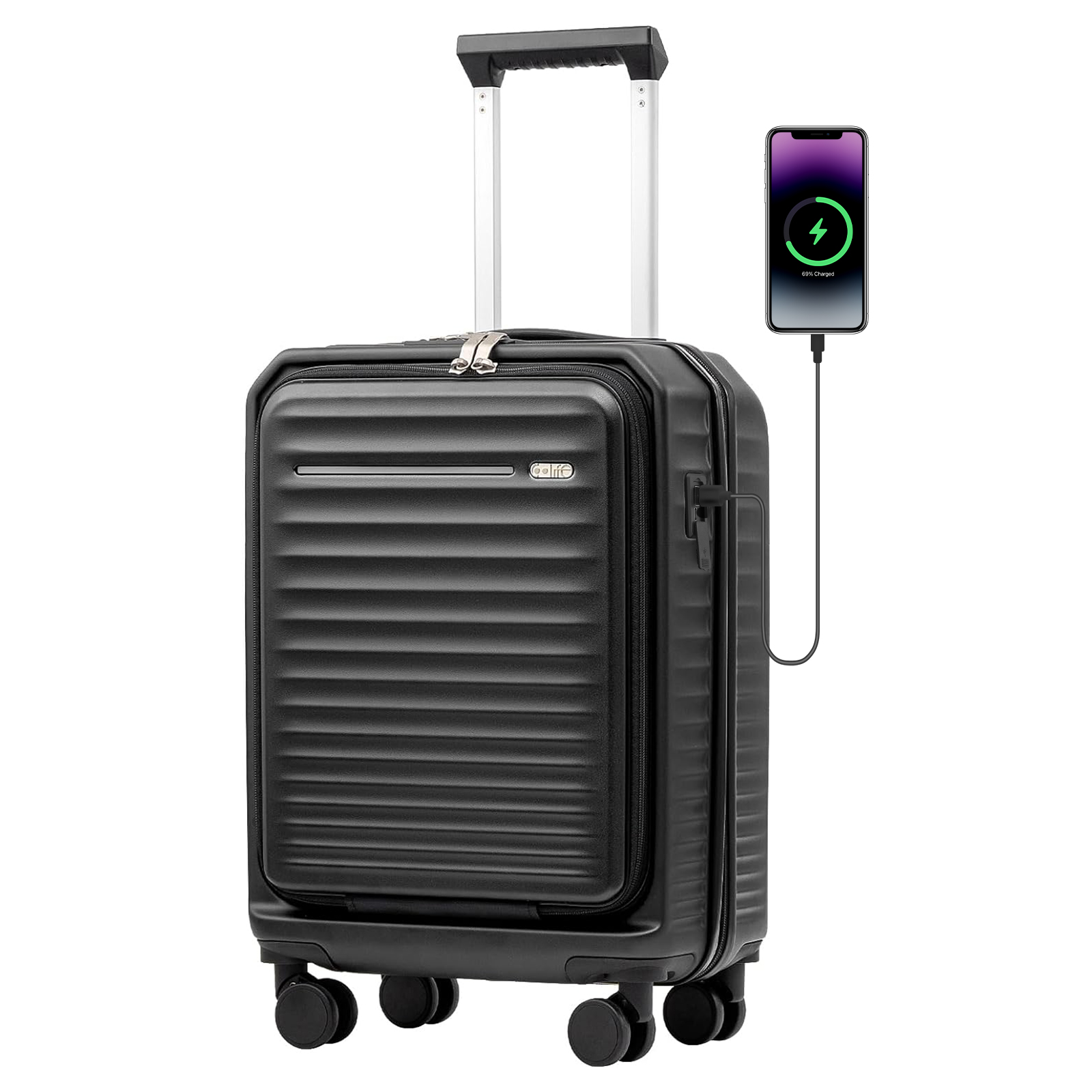 Coolife Luggage Suitcase Piece Set Carry On Hardside ABS+PC Luggage Spinner Trolley TSA Lock USB Port Pocket Compartment