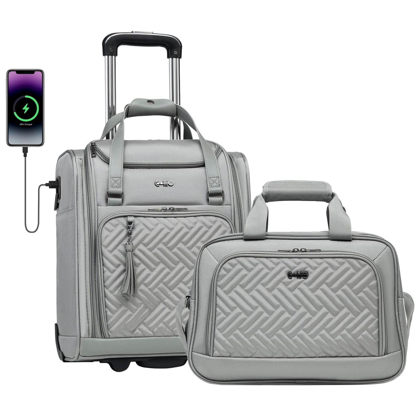 Coolife Luggage Carry On Luggage Underseat Luggage Suitcase Softside Wheeled Luggage Lightweight Rolling Travel Bag Underseater
