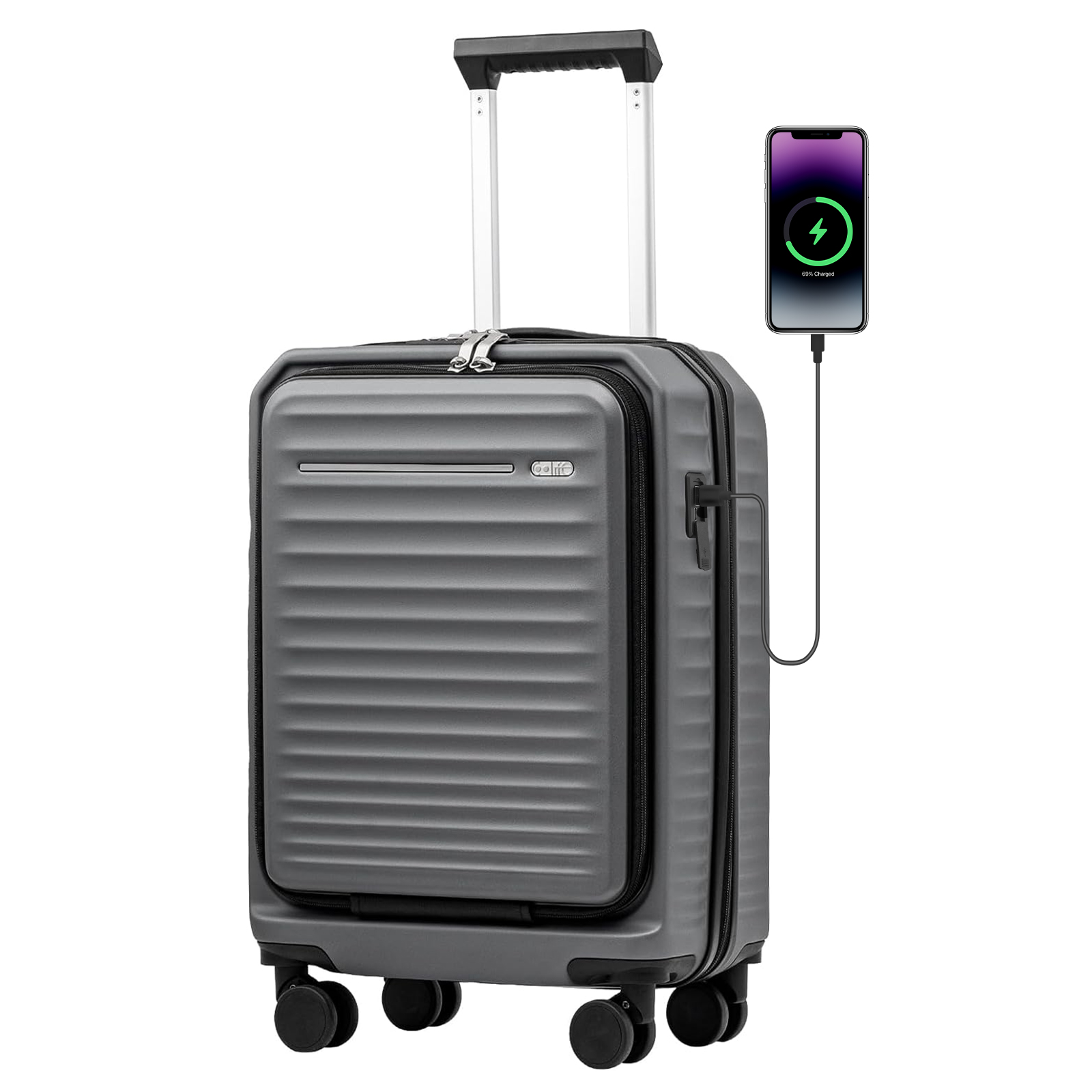 Coolife Luggage Suitcase Piece Set Carry On Hardside ABS+PC Luggage Spinner Trolley TSA Lock USB Port Pocket Compartment