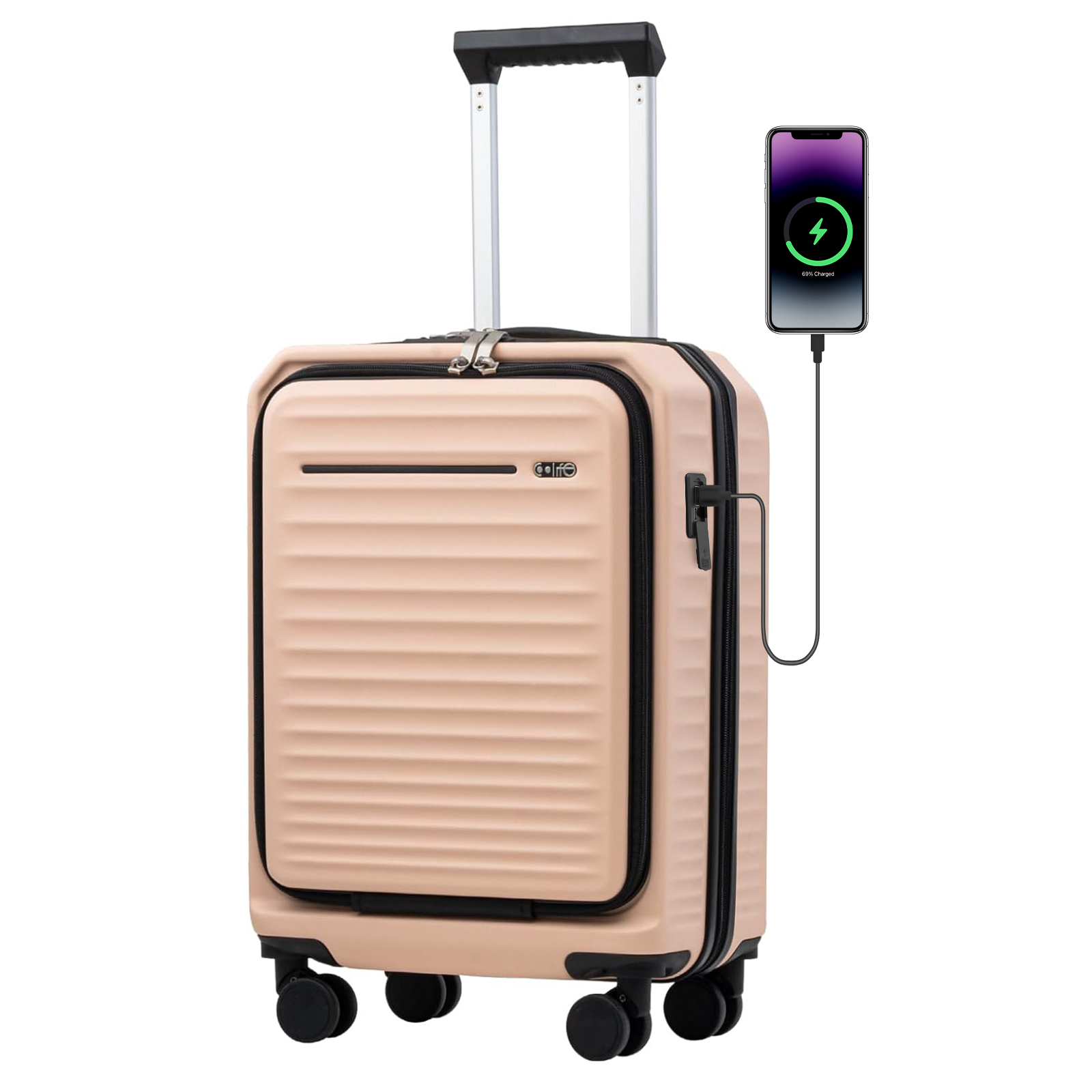 Coolife Luggage Suitcase Piece Set Carry On Hardside ABS+PC Luggage Spinner Trolley TSA Lock USB Port Pocket Compartment