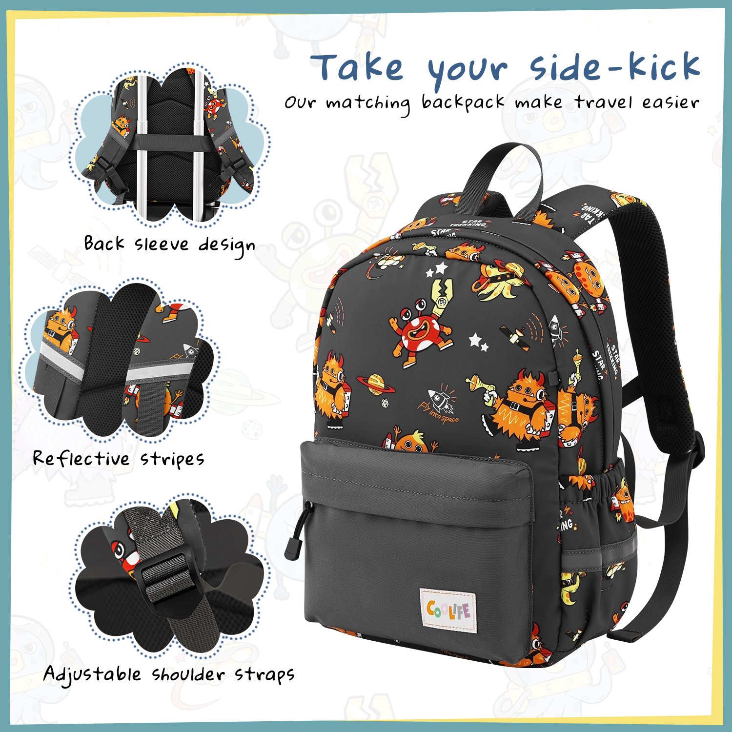 Coolife Kid’s Luggage Set 5 Piece Suitcase Set 16’’ Carry on Hardside Spinner Toddler Luggage Travel Rolling Luggage Girls Boys
